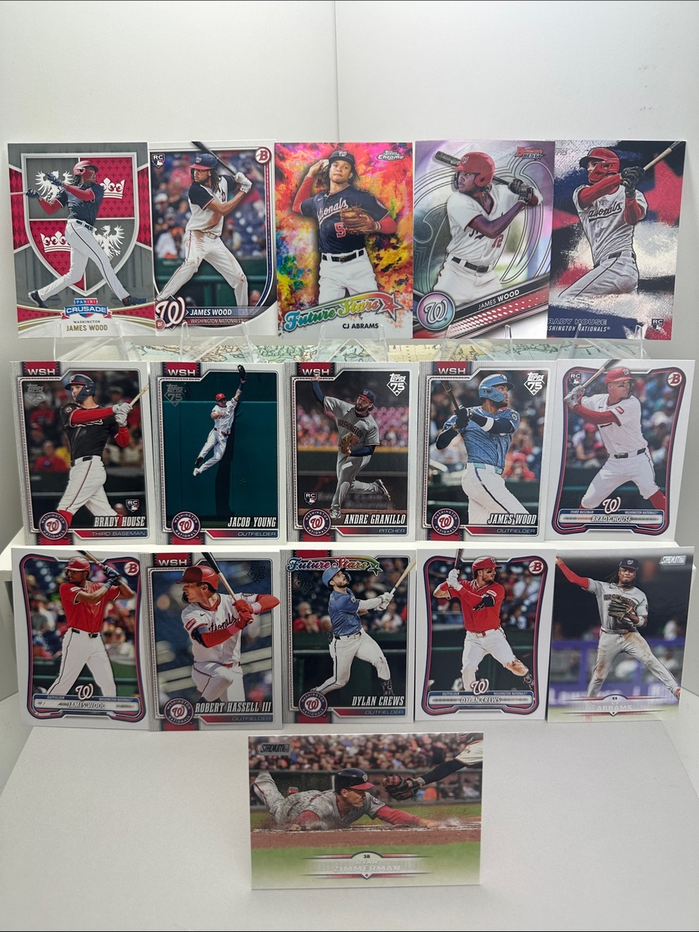 James Wood rookies Nationals lot of 16 +CJ Abrams/Brady House rookies, Crews